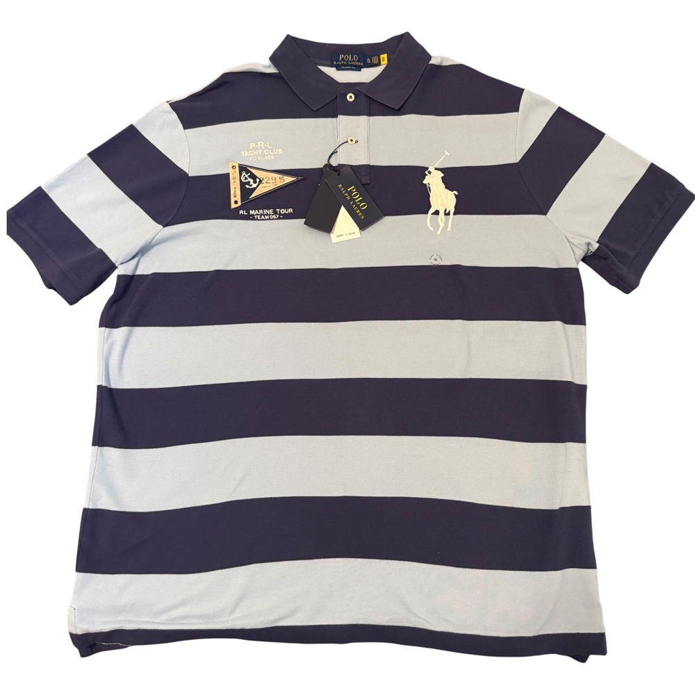 Polo Ralph Lauren Mens XL‎ Yacht Club Marine Tour Striped Polo Shirt NWT